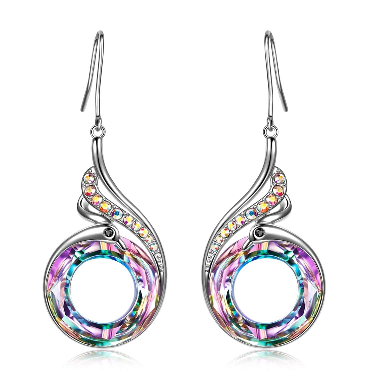 Pink Crystal Phoenix Earrings