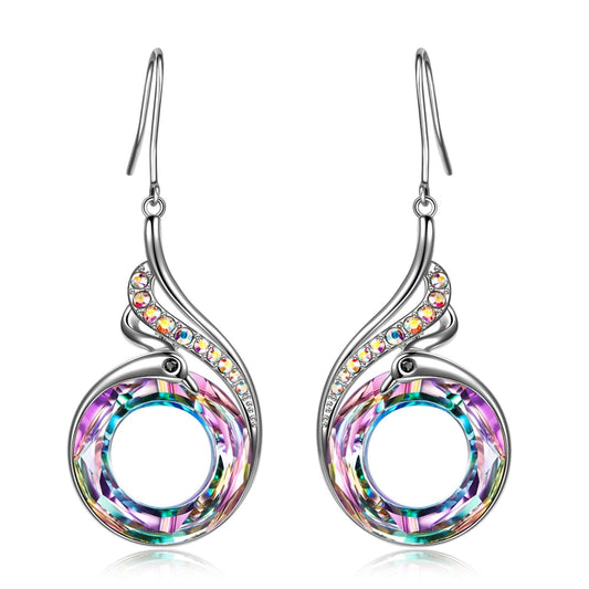 Pink Crystal Phoenix Earrings