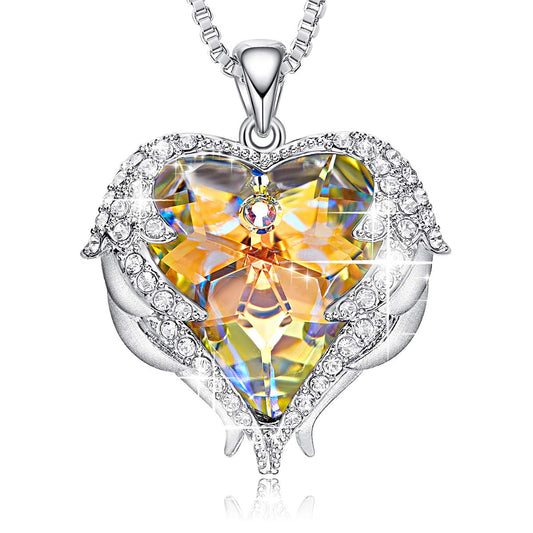 Aurora Heart & Wing Necklace