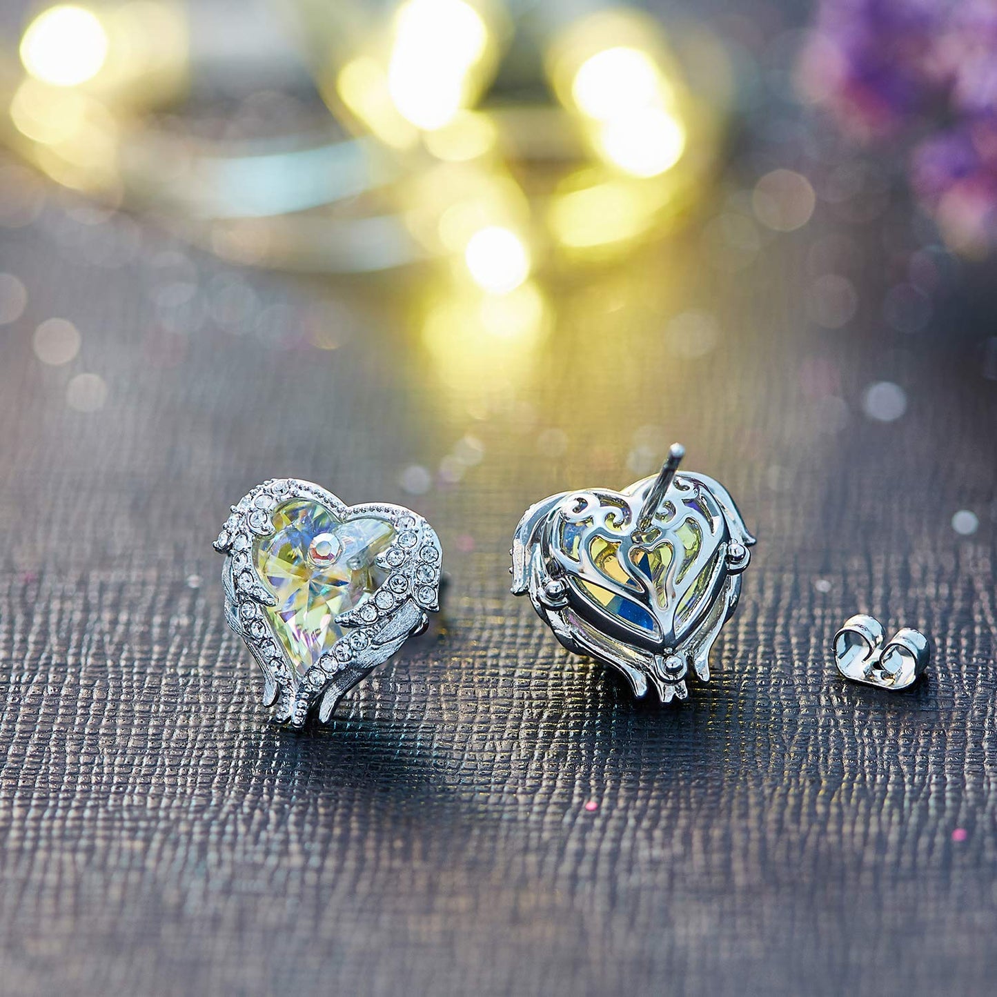 Aurora Heart & Wing Earrings