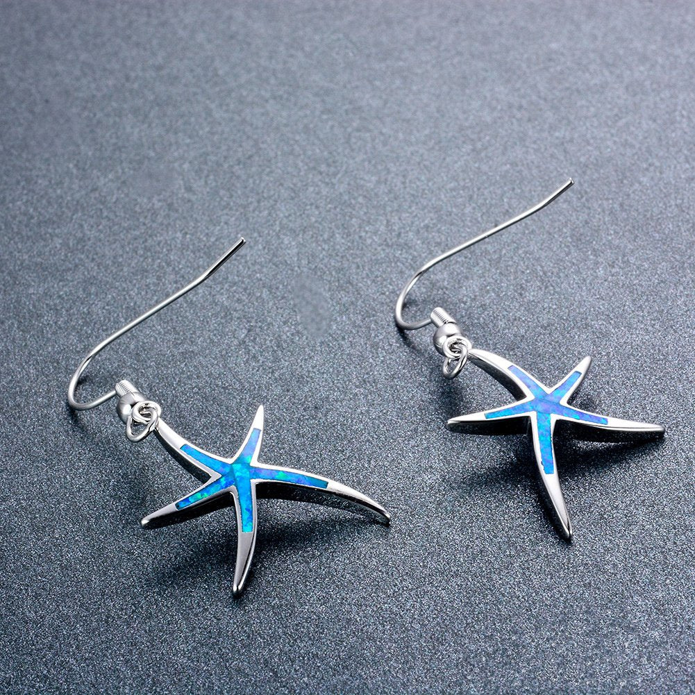 Starfish Blue Opal Earrings