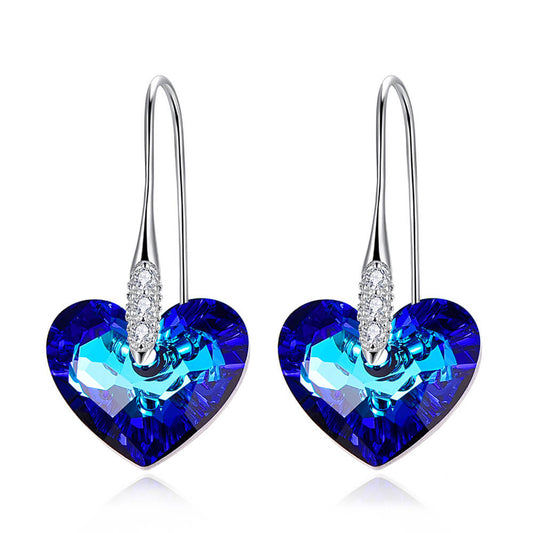Blue Heart Drop Earrings