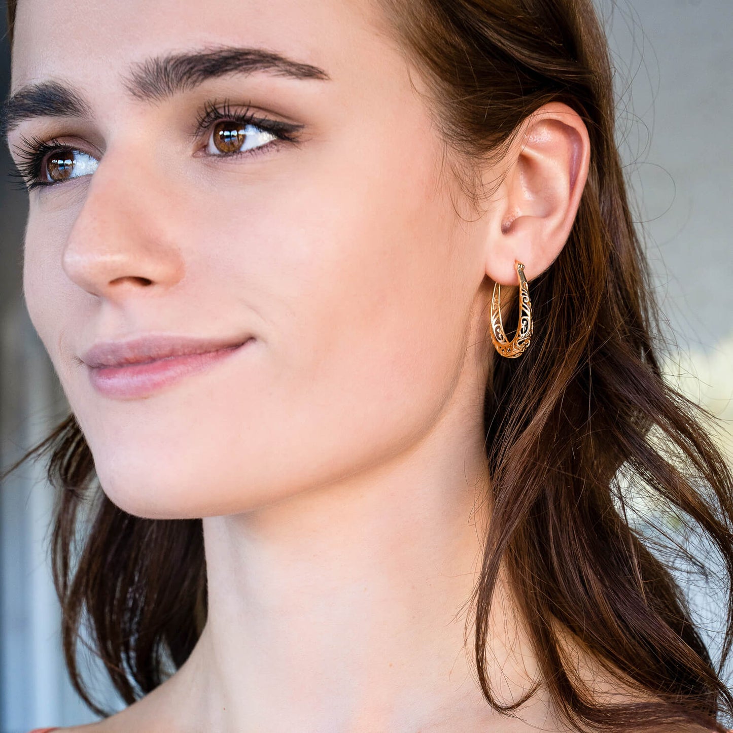 Gold Filigree Hoop Earrings