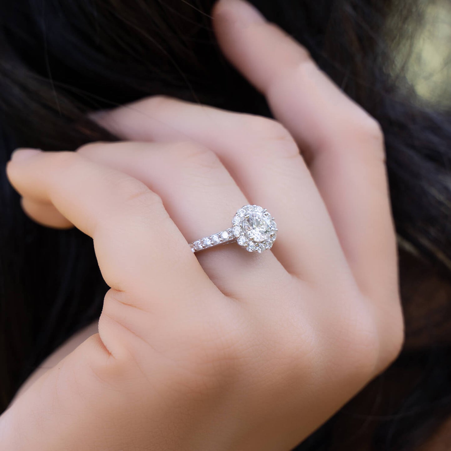 Halo Engagement Ring Set