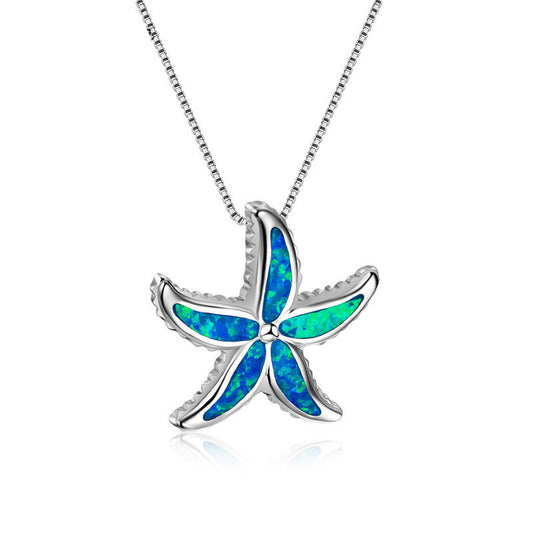 Blue Opal Starfish Necklace