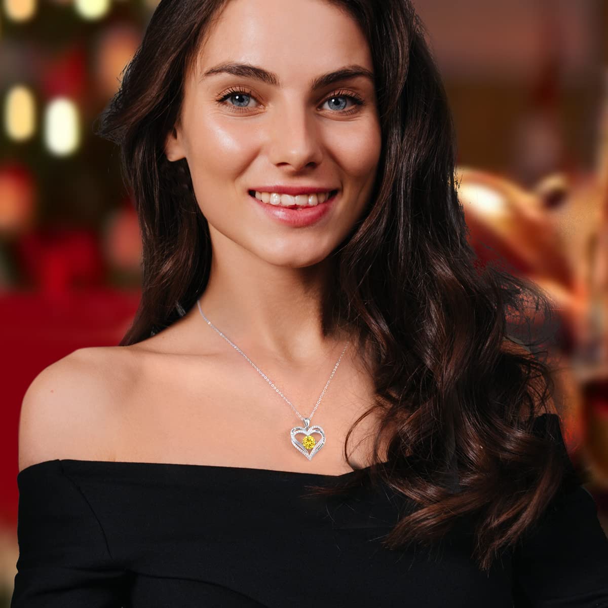 November Birthstone Heart Necklace