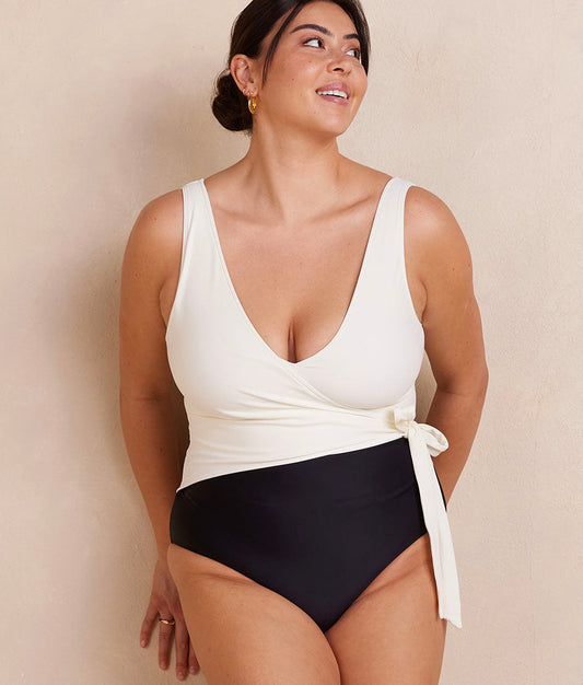 The Perfect Wrap One-Piece - Sea Urchin & White Sand