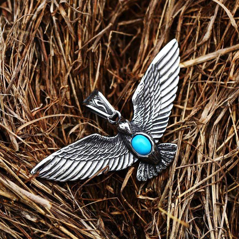VINTAGE HOLY BIED GEMSTONE STAINLESS STEEL PENDANT