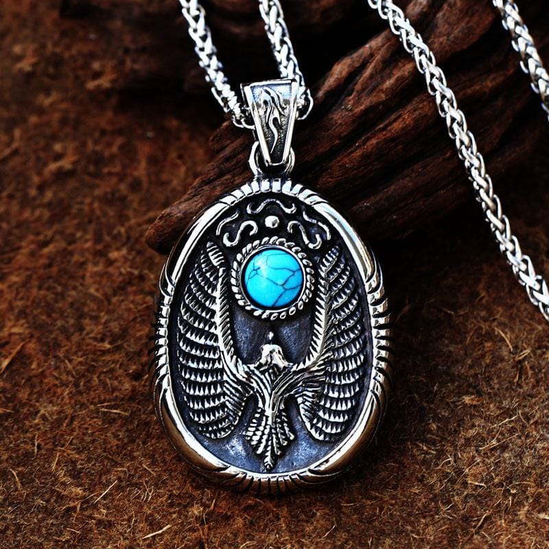 VINTAGE HOLY BIED GEMSTONE STAINLESS STEEL PENDANT