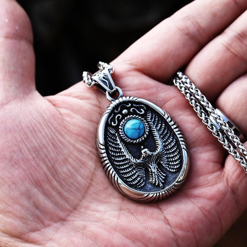 VINTAGE HOLY BIED GEMSTONE STAINLESS STEEL PENDANT