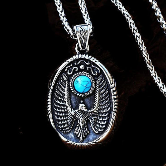 VINTAGE HOLY BIED GEMSTONE STAINLESS STEEL PENDANT