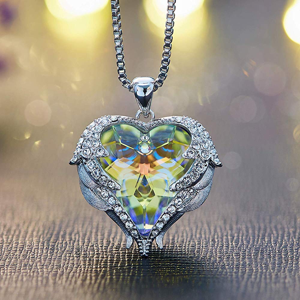 Aurora Heart & Wing Necklace