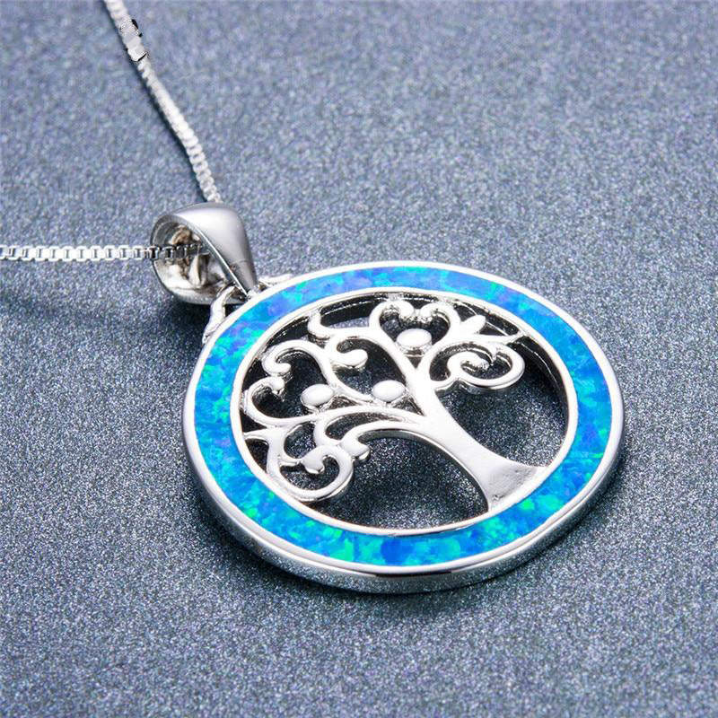 Tree of Life Blue Opal Necklace