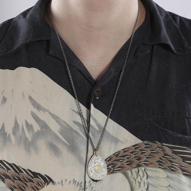 PATTERN SILVER BUCKLE CHAIN