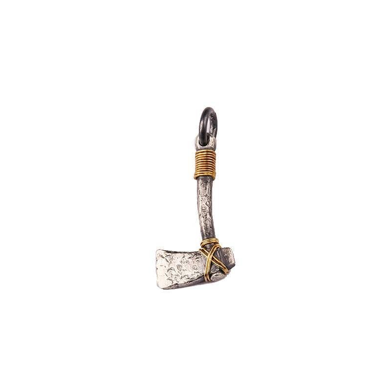 GOLD WIRE SILVER AXE PENDANT