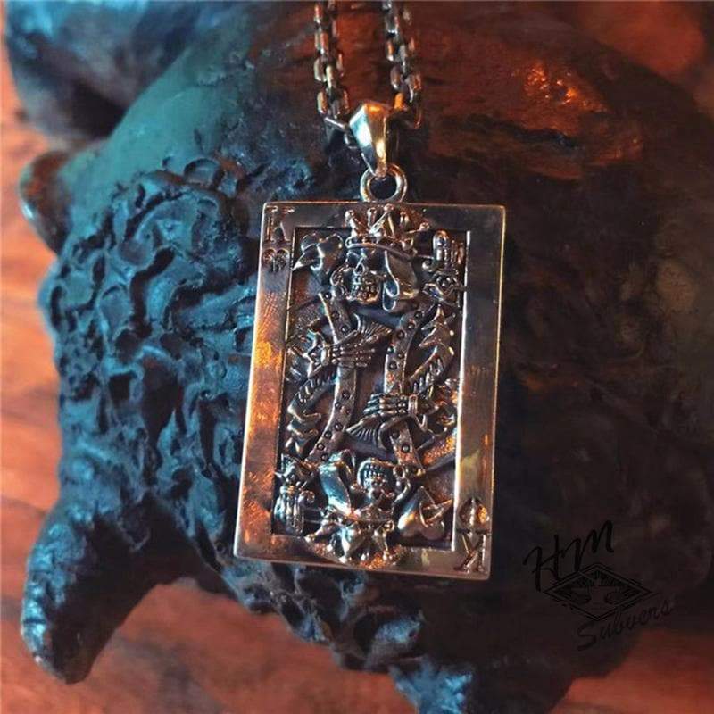 PUNK SPADE K POKER SILVER PENDANT