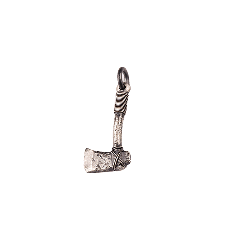 GOLD WIRE SILVER AXE PENDANT