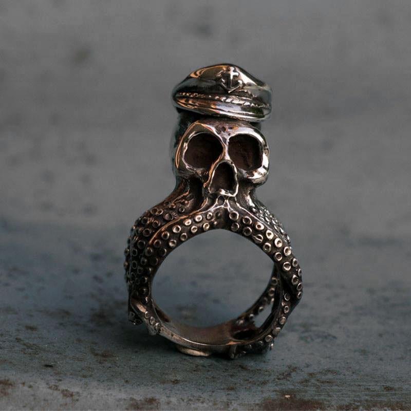 PUNK OCTOPUS CAPTAIN BIKER RING