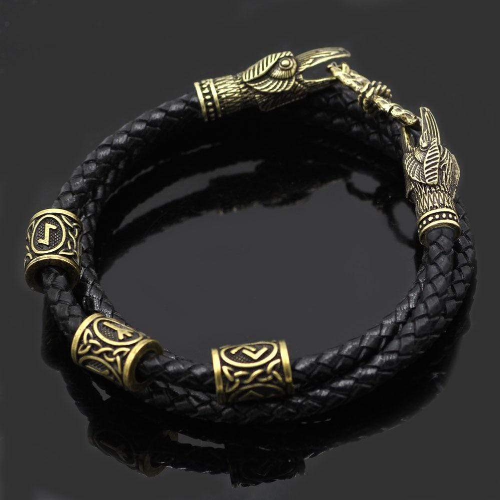 VIKING REAL LEATHER AMULET ODIN BRACELET