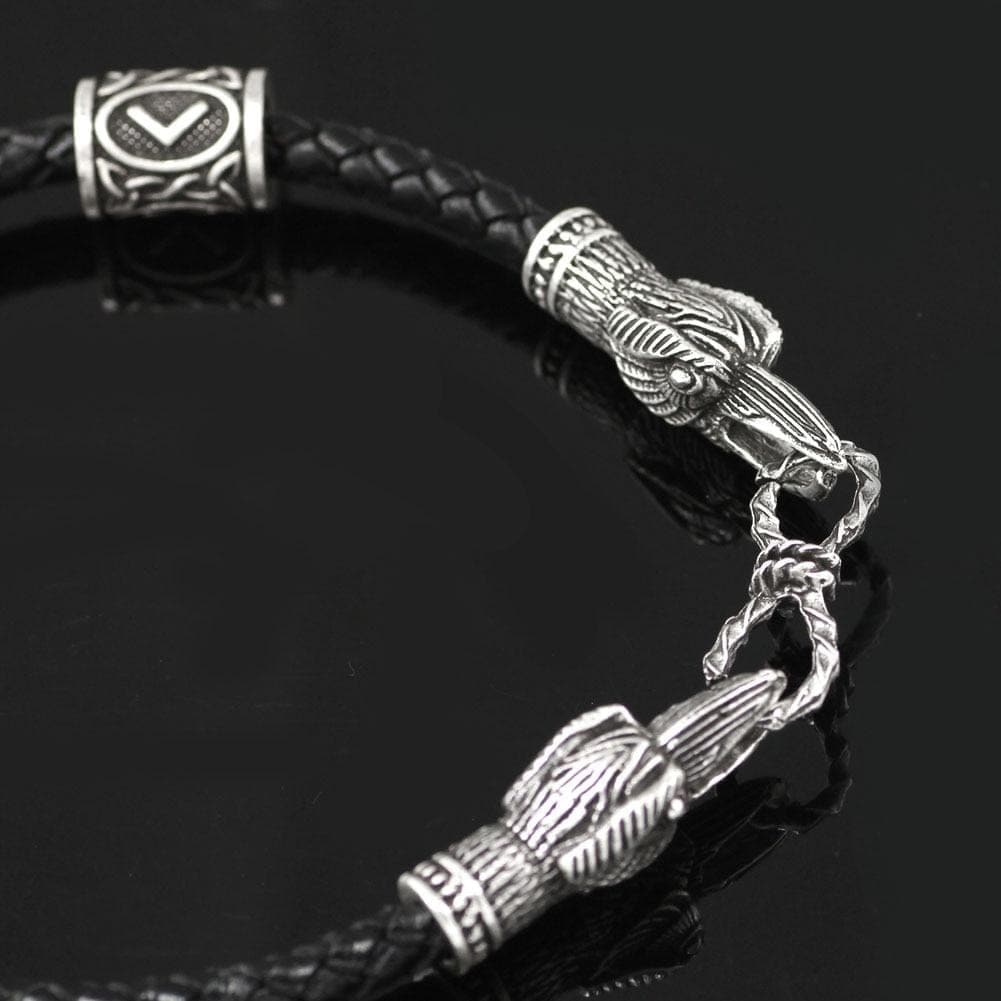 VIKING REAL LEATHER AMULET ODIN BRACELET