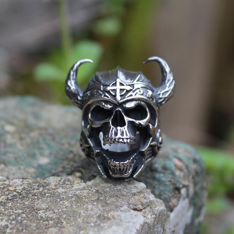 DEVIL SOLDIER SKULL STAINLESS STEEL RING