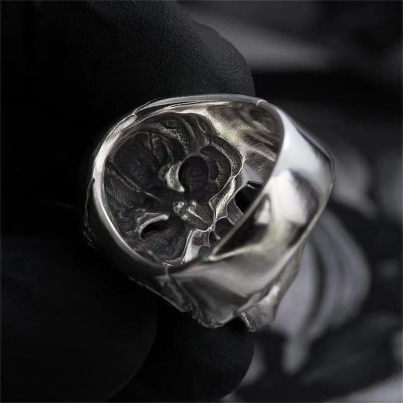 GOTHIC MEN'S BLACK SKULL STAINLESS STEEL RING