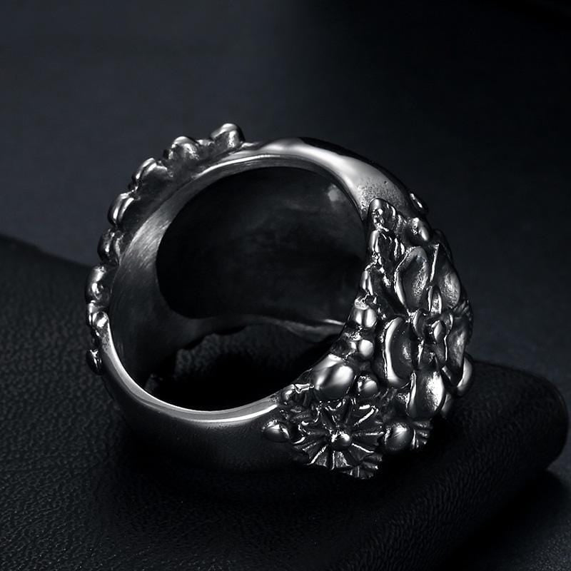 MANDALA FLOWER SATAN SKULL RING