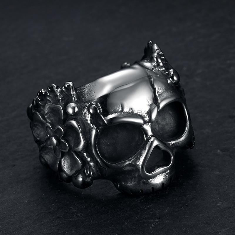 MANDALA FLOWER SATAN SKULL RING