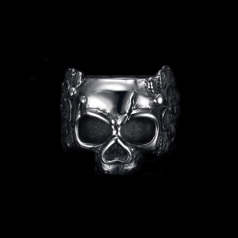 MANDALA FLOWER SATAN SKULL RING