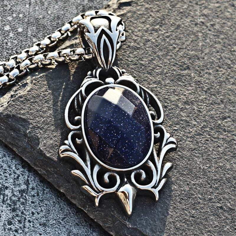 PUNK CARVED BLUE SANDSTONE PENDANT