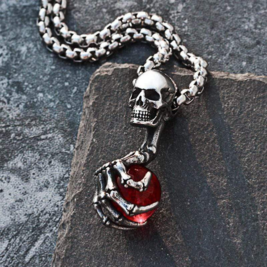 RETRO SKULL CLAW GEMSTONE PENDANT
