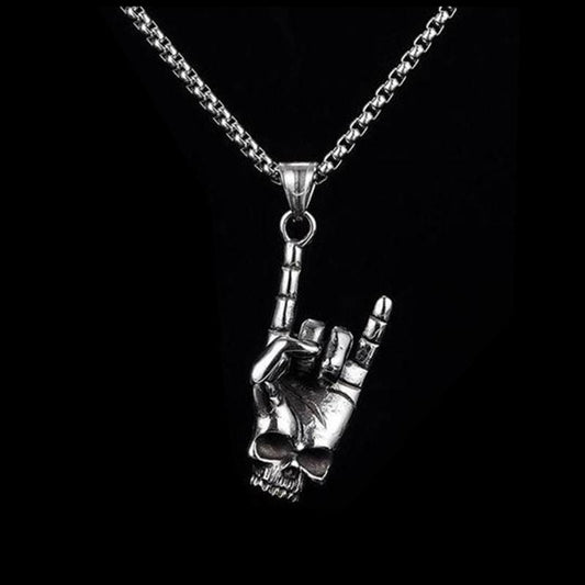 VINTAGE SKULL FINGER STAINLESS STEEL PENDANT
