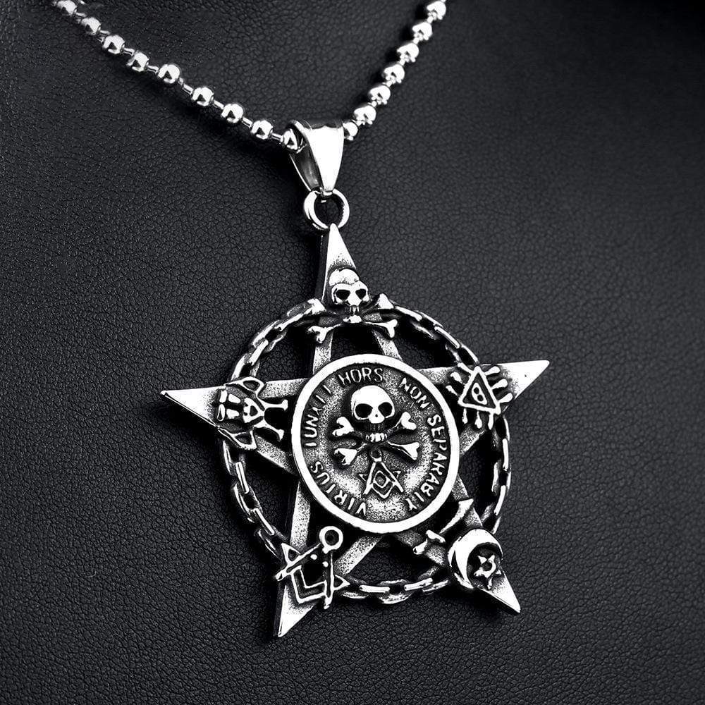 PENTAGRAM SKULL STAINLESS STEEL PENDANT