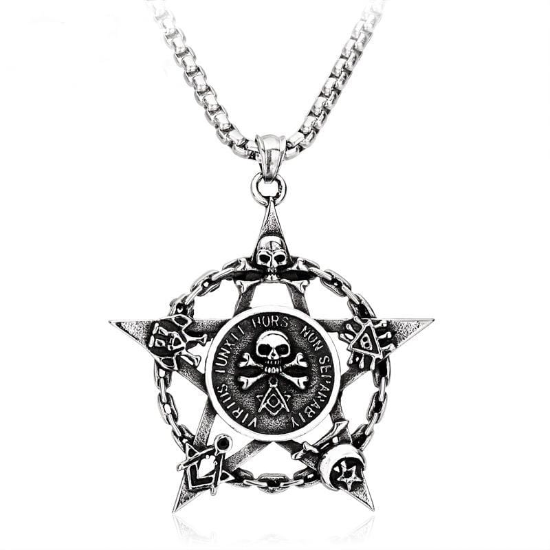 PENTAGRAM SKULL STAINLESS STEEL PENDANT