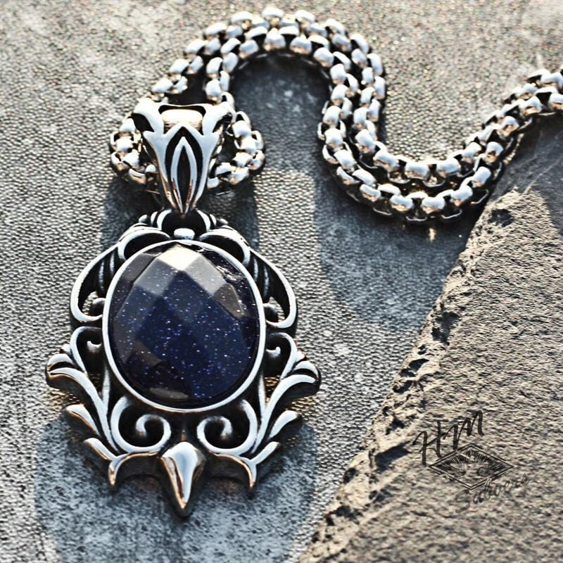 PUNK CARVED BLUE SANDSTONE PENDANT