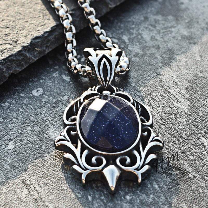 PUNK CARVED BLUE SANDSTONE PENDANT
