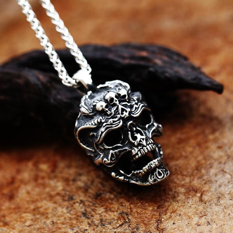 PUNK VINTAGE SKULL STAINLESS STEEL PENDANT