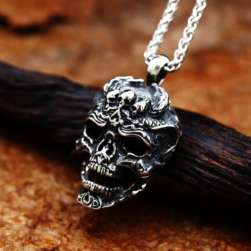 PUNK VINTAGE SKULL STAINLESS STEEL PENDANT
