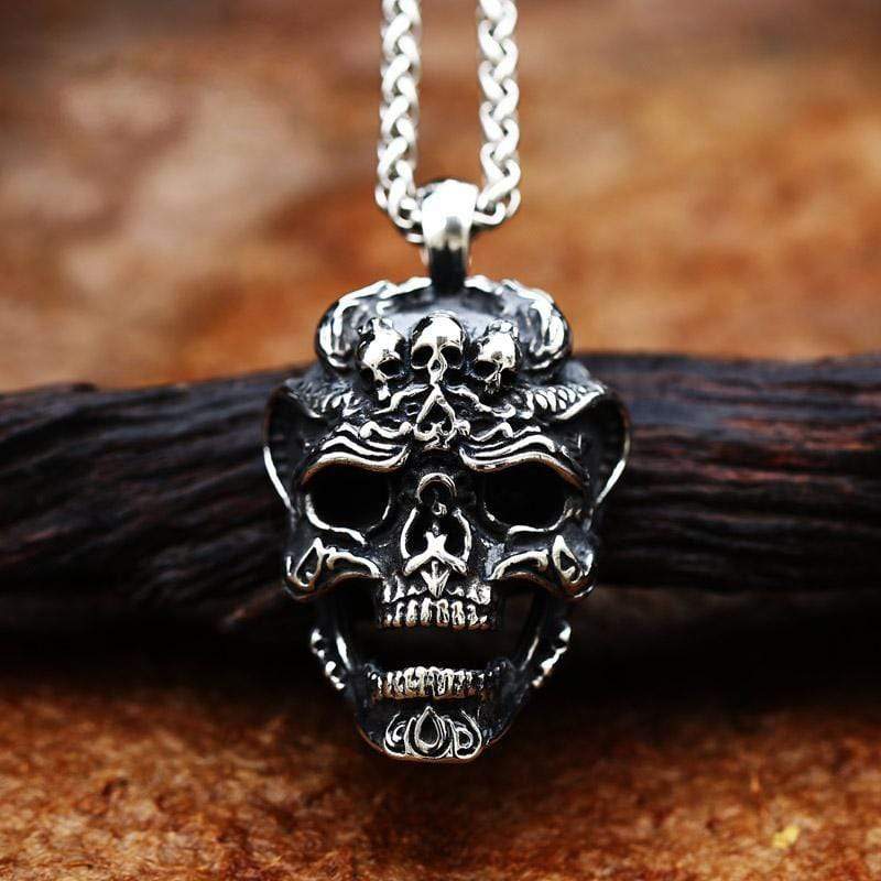 PUNK VINTAGE SKULL STAINLESS STEEL PENDANT