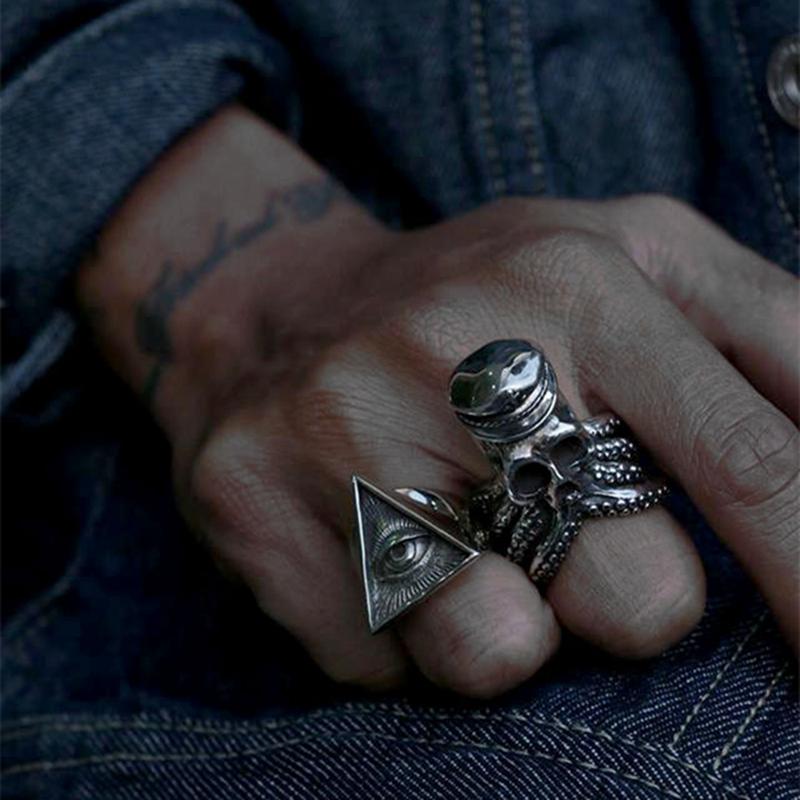 PUNK OCTOPUS CAPTAIN BIKER RING