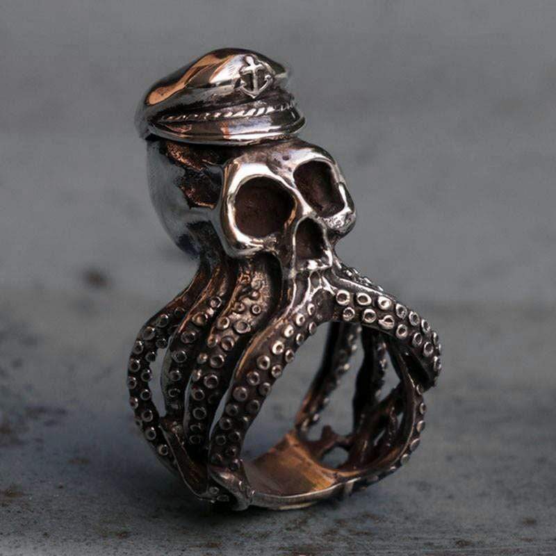 PUNK OCTOPUS CAPTAIN BIKER RING