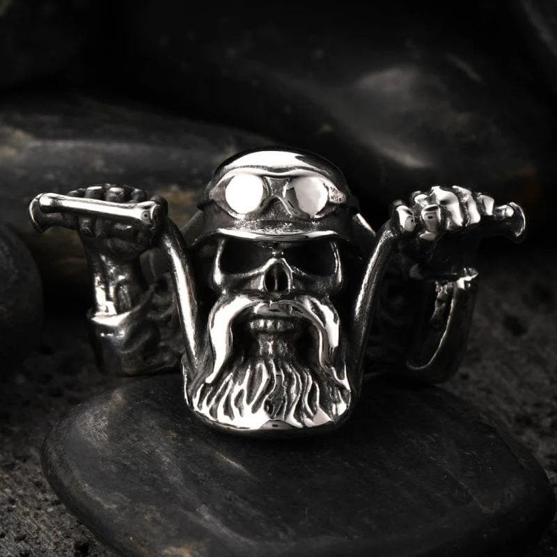 CYCLING PIRATE STAINLESS STEEL SKULL RING