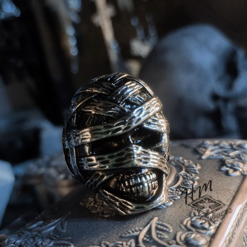 EGYPTIAN MUMMY SKULL STAINLESS STEEL RING