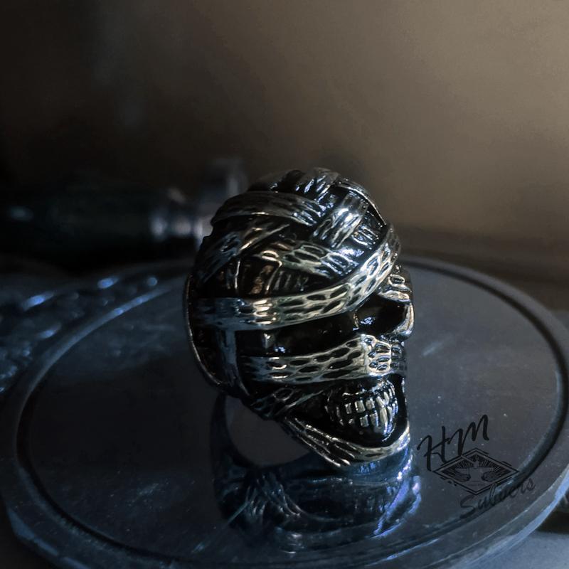 EGYPTIAN MUMMY SKULL STAINLESS STEEL RING