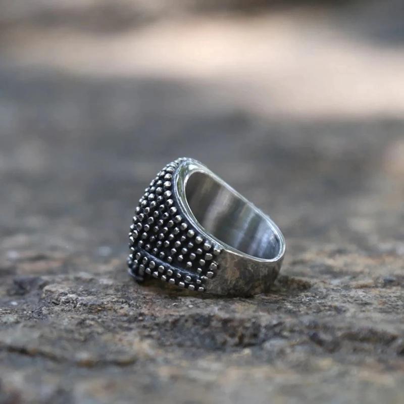 GOTHIC SKULL STUDDED STAINLESS STEEL RING