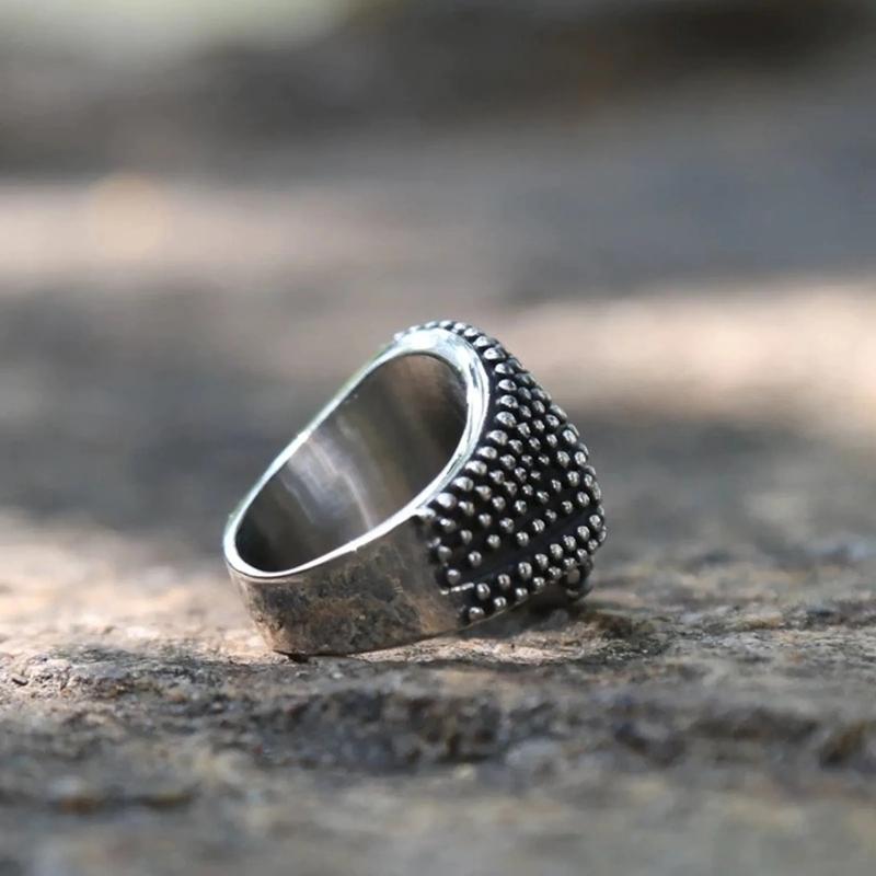 GOTHIC SKULL STUDDED STAINLESS STEEL RING