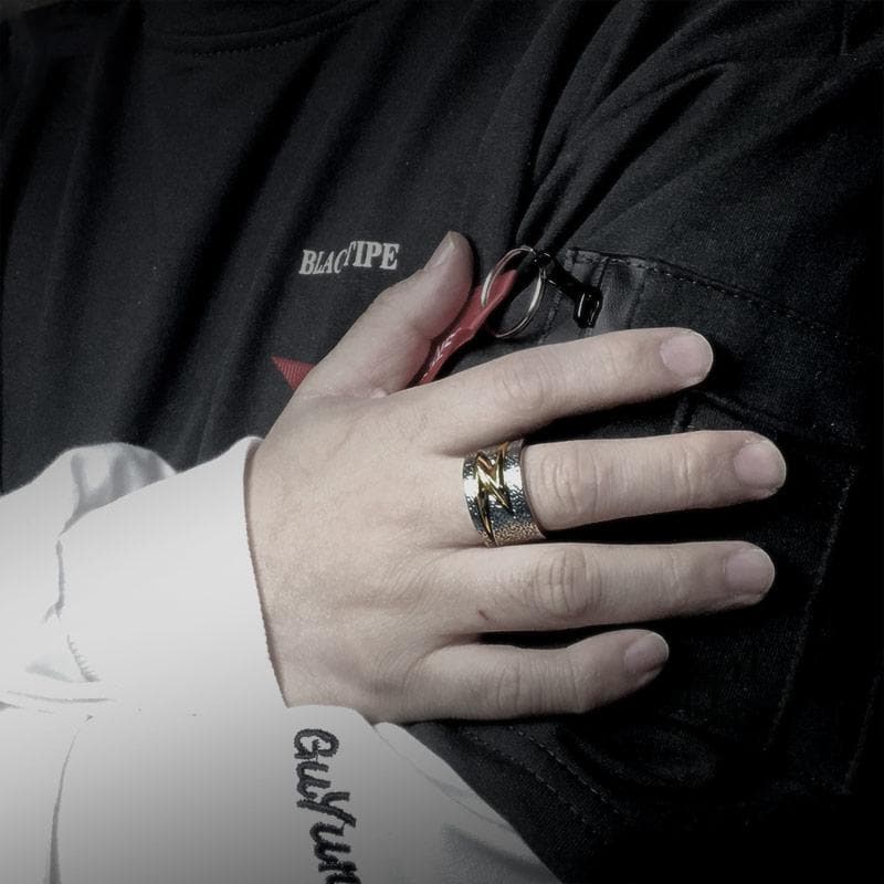 LIGHTNING MEN'S STAINLESS STEEL RING