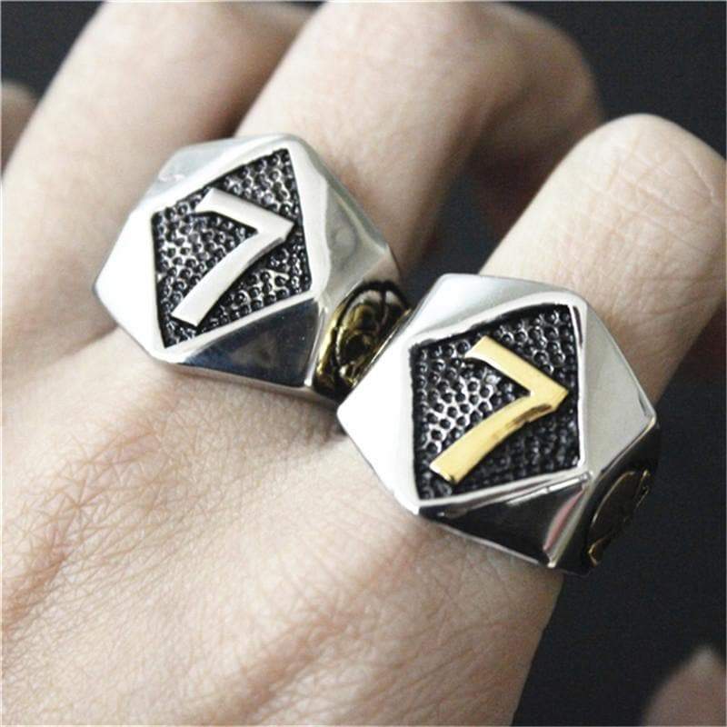 LUCKY 7 STAINLESS STEEL SKULL RING