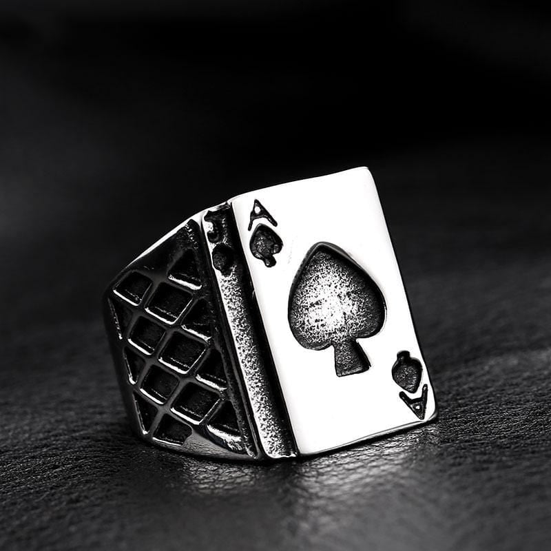 POKER LETTER A STAINLESS STEEL RING