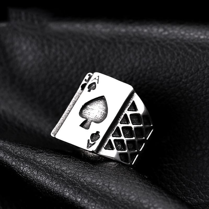 POKER LETTER A STAINLESS STEEL RING